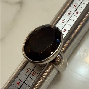 Joseph Esposito Sterling silver ring with smoky quartz, size 7